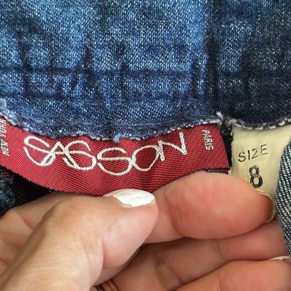 Vintage 80s Sasson Classic Blue Denim Full Midi Skirt - Picture 7 of 8